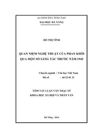 Tóm tắt Luận văn Quan niệm nghệ thuật của Phan Khôi Qua một số sáng tác trước năm 1945
