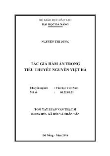 Tóm tắt Luận văn Tác giả hàm ẩn trong tiểu thuyết Nguyễn Việt Hà