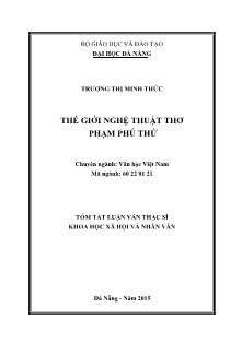 Tóm tắt Luận văn Thế giới nghệ thuật thơ Phạm Phú Thứ