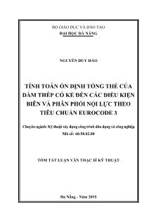 Tóm tắt Luận văn Tính toán ổn định tổng thể của dầm thép có kể đến các điều kiện biên và phân phối nội lực theo tiêu chuẩn Eurocode 3