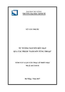 Tóm tắt Luận văn Tư tưởng Nguyễn Đức Đạt qua tác phẩm “Nam sơn tùng thoại”