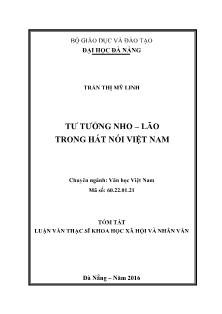 Tóm tắt Luận văn Tư tưởng Nho – Lão trong hát nói việt nam