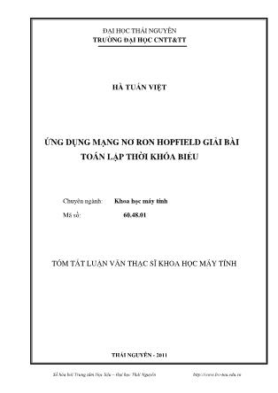 Tóm tắt Luận văn Ứng dụng mạng nơ-ron Hopfield giải bài toán thời khóa biểu