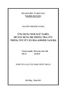 Tóm tắt Luận văn Ứng dụng web ngữ nghĩa để xây dựng hệ thống tra cứu thông tin về văn hóa Khmer Nam Bộ