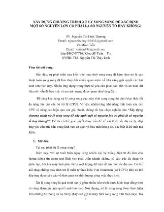 Xây dựng chương trình xử lý song song để xác định một số nguyên lớn có phải là số nguyên tố hay không?