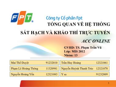 Bài thuyết trình Tổng quan về hệ thống sát hạch và khảo thí trực tuyến Acc Online - Mai Thế Duyệt