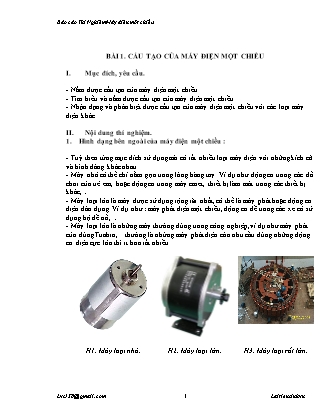 Báo cáo thí nghiệm Máy điện một chiều