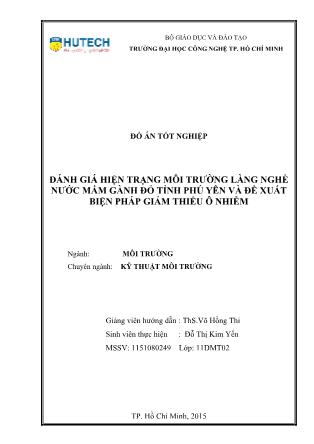 Đồ án Đánh giá hiện trạng môi trường làng nghề nước mắm gành đỏ tỉnh Phú Yên và đề xuất biện pháp giảm thiểu ô nhiễm