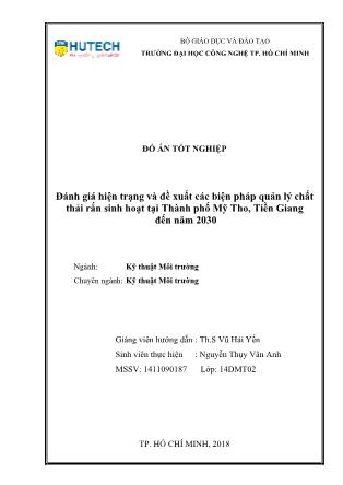 Đồ án Đánh giá hiện trạng và đề xuất các biện pháp quản lý chất thải rắn sinh hoạt tại Thành phố Mỹ Tho, Tiền Giang đến năm 2030