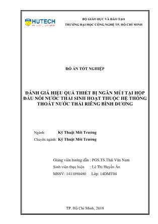 Đồ án Đánh giá hiệu quả thiết bị ngăn mùi tại hộp đấu nối nước thải sinh hoạt thuộc hệ thống thoát nước thải riêng Bình Dương