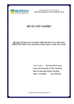 Đồ án Đánh giá tác động môi trường của nhà máy khoai mì Thiên Lộc ở Dương Minh Châu, tỉnh Tây Ninh