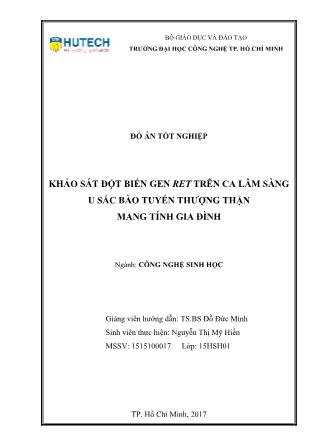 Đồ án Khảo sát đột biến gen RET trên ca lâm sàng u sắc bào tuyến thượng thận mang tính gia đình