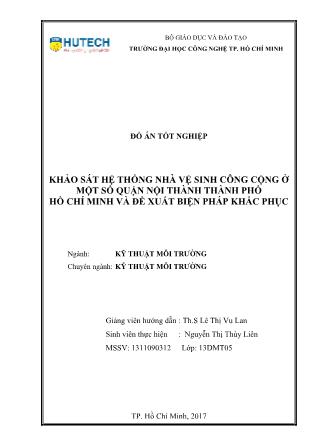 Đồ án Khảo sát hệ thống nhà vệ sinh công cộng ở một số quận nội thành thành phố Hồ Chí Minh và đề xuất biện pháp khắc phục