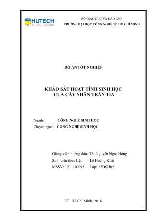 Đồ án Khảo sát hoạt tính sinh học của cây nhân trần tía