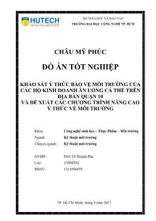 Đồ án Khảo sát ý thức bảo vệ môi trường của các hộ kinh doanh ăn uống cá thể trên địa bàn Quận 10 và đề xuất các chương trình nâng cao ý thức về môi trường