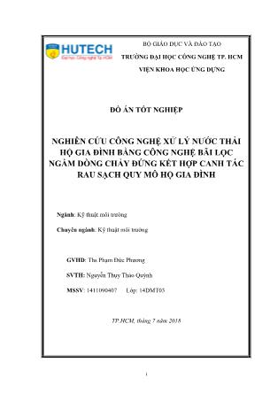 Đồ án Nghiên cứu công nghệ xử lý nước thải hộ gia đình bằng công nghệ bãi lọc ngầm dòng chảy đứng kết hợp canh tác rau sạch quy mô hộ gia đình