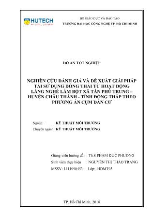 Đồ án Nghiên cứu đánh giá và đề xuất giải pháp tái sử dụng dòng thải từ hoạt động làng nghề làm bột xã Tân Phú Trung – Huyện Châu Thành - Tỉnh Đồng Tháp theo phương án cụm dân cư