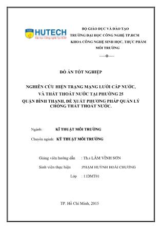 Đồ án Nghiên cứu hiện trạng mạng lưới cấp nước, và thất thoát nước tại phường 25 quận Bình Thạnh, đề xuất phương pháp quản lý chống thất thoát nước