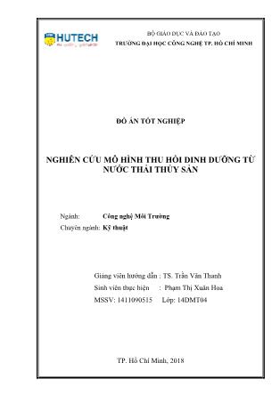 Đồ án Nghiên cứu mô hình thu hồi dinh dưỡng từ nước thải thủy sản