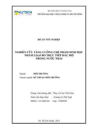 Đồ án Nghiên cứu tăng cường chế phẩm sinh học nhằm loại bỏ trực tiếp dầu mỡ trong nước thải