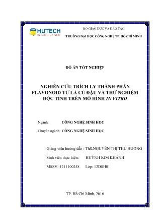 Đồ án Nghiên cứu trích ly thành phần Flavonoid từ lá củ đậu và thử nghiệm độc tính trên mô hình in vitro