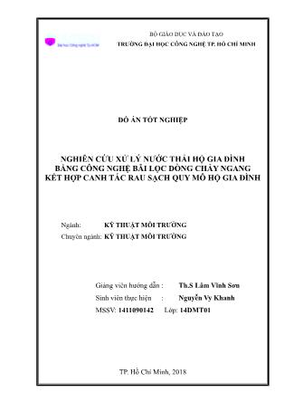 Đồ án Nghiên cứu xử lý nước thải hộ gia đình bằng công nghệ bãi lọc dòng chảy ngang kết hợp canh tác rau sạch quy mô hộ gia đình