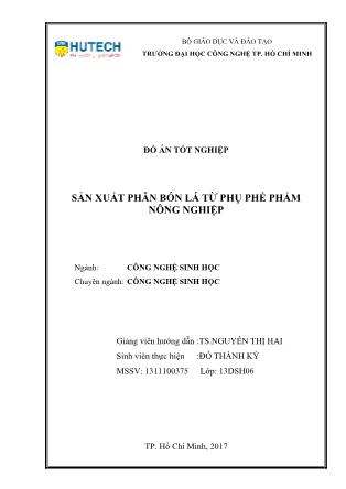 Đồ án Sản xuất phân bón lá từ phụ phế phẩm nông nghiệp