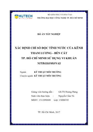Đồ án Xác định chỉ số độc tính nước của kênh Tham Lương - Bến Cát, thành phố Hồ Chí Minh sử dụng vi khuẩn Nitrosomonas