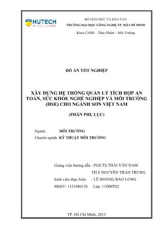 Đồ án Xây dựng hệ thống quản lý tích hợp an toàn, sức khỏe nghề nghiệp và môi trường (HSE) cho ngành sơn Việt Nam (Phần phụ lục)