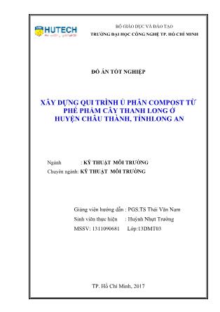 Đồ án Xây dựng qui trình ủ phân compost từ phế phẩm cây thanh long ở huyện Châu Thành, tỉnh Long An