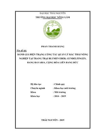 Khóa luận Đánh giá hiện trạng công tác quản lý rác thải nông nghiệp tại trang trại Blumen Eber, Gundelfingen, bang Bavaria, Cộng hòa Liên bang Đức