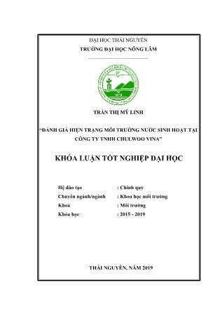 Khóa luận Đánh giá hiện trạng môi trường nước sinh hoạt của Công ty TNHH ChulWoo Vina