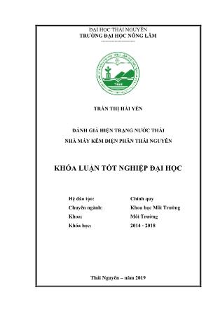 Khóa luận Đánh giá hiện trạng nước thải Nhà máy kẽm điện phân Thái Nguyên