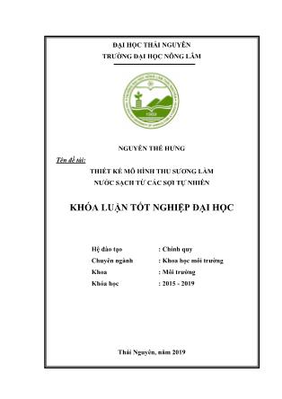 Khóa luận Thiết kế mô hình thu sương làm nước sạch từ các sợi tự nhiên