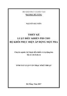 Tóm tắt Luận văn Thiết kế luật điều khiển PID cho bộ khôi phục điện áp động một pha