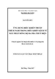 Tóm tắt Luận văn Ứng dụng điều khiển trượt thích nghi trong điều khiển kích từ máy phát đồng bộ ba pha thuỷ điện