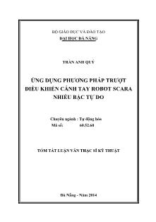 Tóm tắt Luận văn Ứng dụng phương pháp trượt điều khiển cánh tay robot scara nhiều bậc tự do