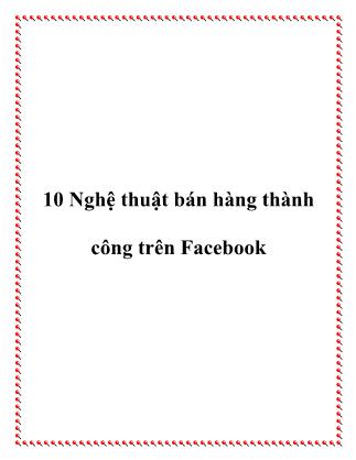 10 Nghệ thuật bán hàng thành công trên Facebook
