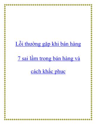 7 Sai lầm trong bán hàng và cách khắc phuc