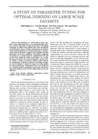A study on parameter tuning for optimal indexing on large scale datasets