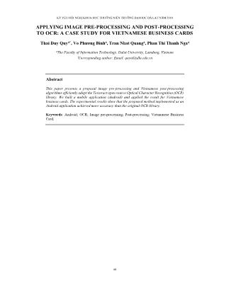 Applying image pre-processing and post-processing to OCR: A case study for Vietnamese business cards