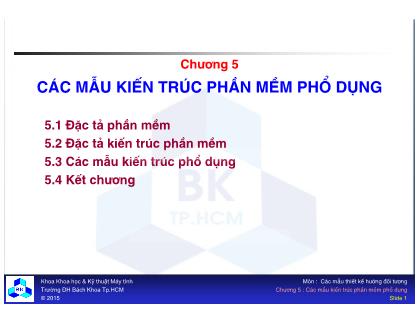 Bài giảng Các mẫu thiết kế hướng đối tượng - Chương 5: Các mẫu kiến trúc phần mềm phổ dụng
