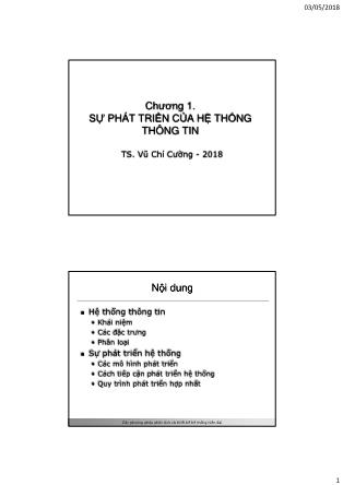 Bài giảng Các phương pháp phân tích và thiết kế hệ thống hiện đại - Chương 1: Sự phát triển của hệ thống thông tin - Vũ Chí Cường