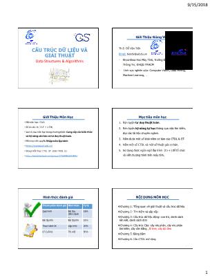 Bài giảng Cấu trúc dữ liệu và giải thuật - Chương 1: Tổng quan về giải thuật và cấu trúc dữ liệu - Đỗ Văn Tiến
