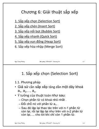 Bài giảng Cấu trúc dữ liệu và giải thuật - Chương 6: Giải thuật sắp xếp - Ngô Công Thắng