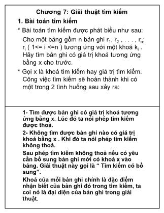 Bài giảng Cấu trúc dữ liệu và giải thuật - Chương 7: Giải thuật tìm kiếm - Ngô Công Thắng