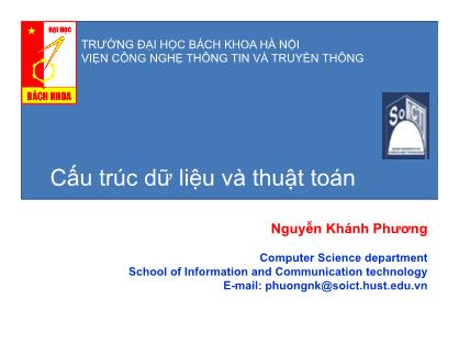 Bài giảng Cấu trúc dữ liệu và thuật toán - Chương mở đầu: Giới thiệu - Nguyễn Khánh Phương