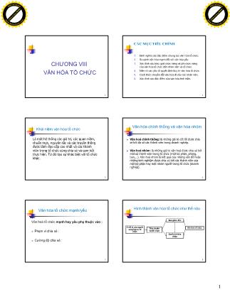 Bài giảng Hành vi tổ chức - Chương 8: Văn hóa tổ chức - Nguyễn Văn Chương