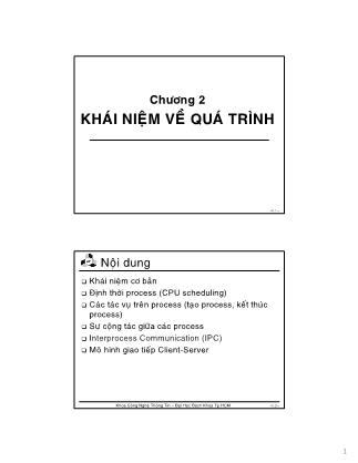Bài giảng Hệ điều hành - Chương 2: Khái niệm về quá trình - Thoại Nam
