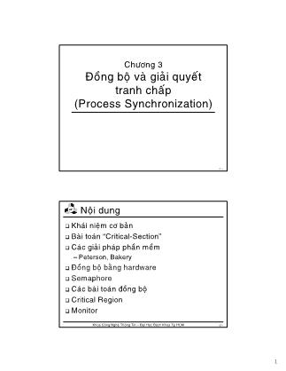Bài giảng Hệ điều hành - Chương 3: Đồng bộ và giải quyết tranh chấp (Process Synchronization) - Thoại Nam
